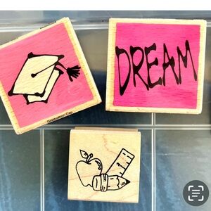 Wooden Block Stamp Set Graduation School Themed